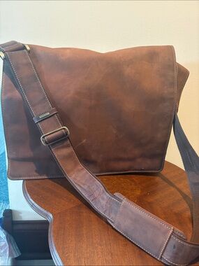 Visconti Messenger Bag Mens Classic Leather Crossbody bag brown leather + Suede